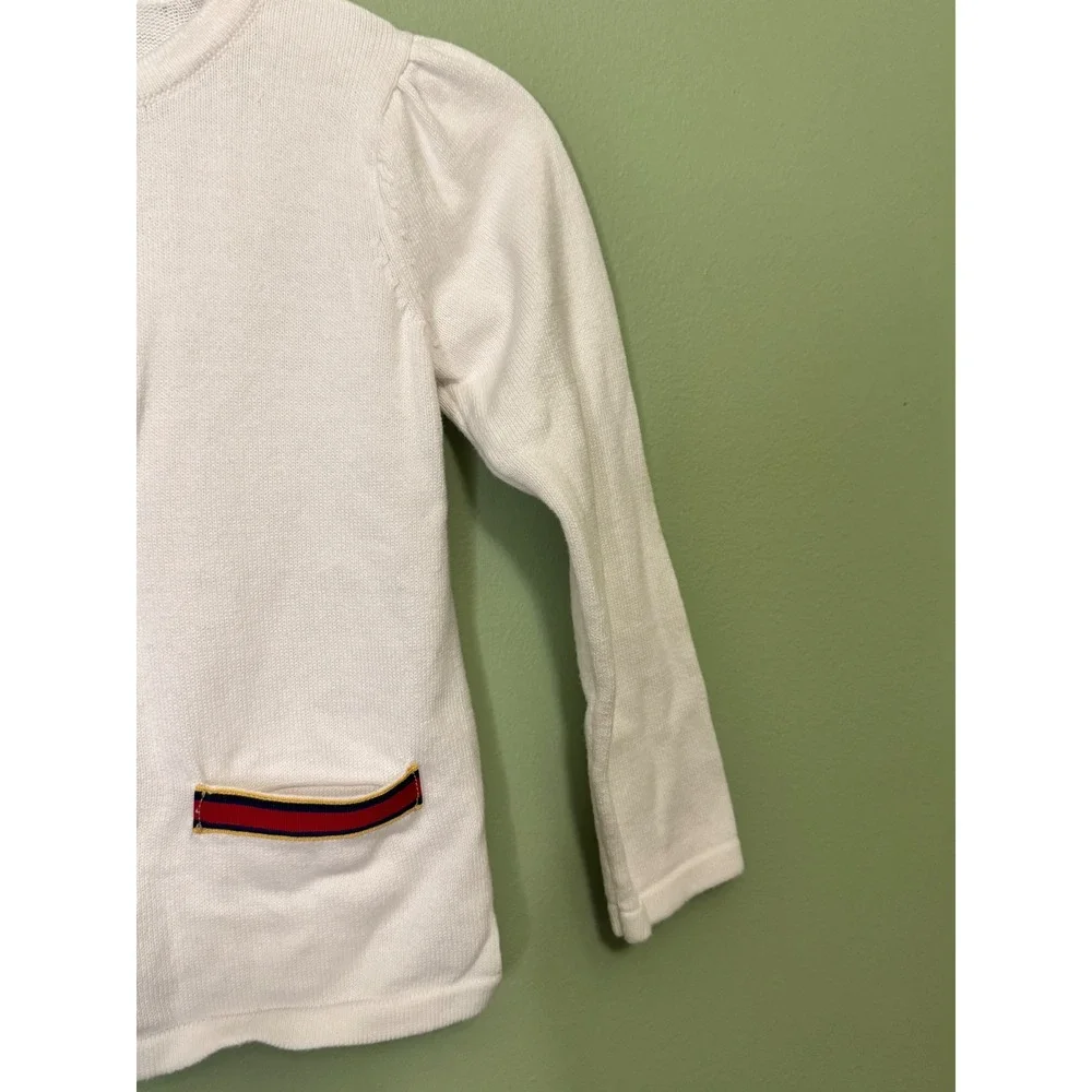 Janie and Jack Girls White‎ Cotton Cardigan Sweater Pearl Buttons Size 3 Classic